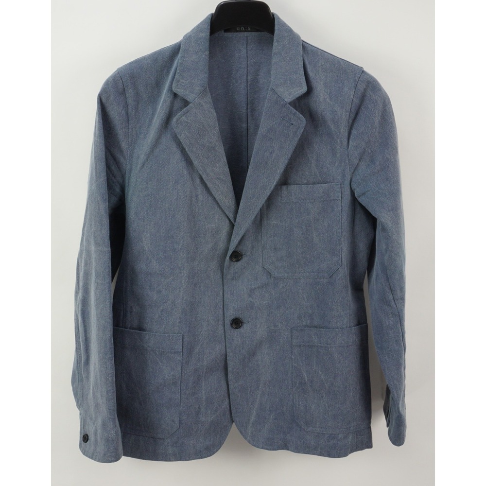 Unis Emmett Distressed Twill Cotton Unstructured Chore Sport Coat Men's 40R Blue